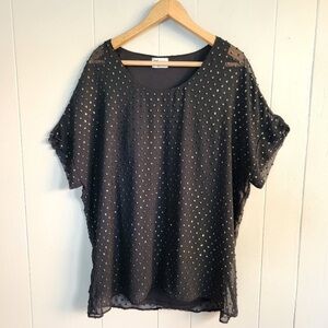 Show Me Your MuMu Cassidy Black Gold Textured Dots Flowy Flirty Oversized Top